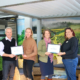 Douglas Owners Pete and Suzanne presenting Donation Plaques to Christina McBeth of Nourished for Nil and Amber McArther from NZ Red Cross Hawkes Bay