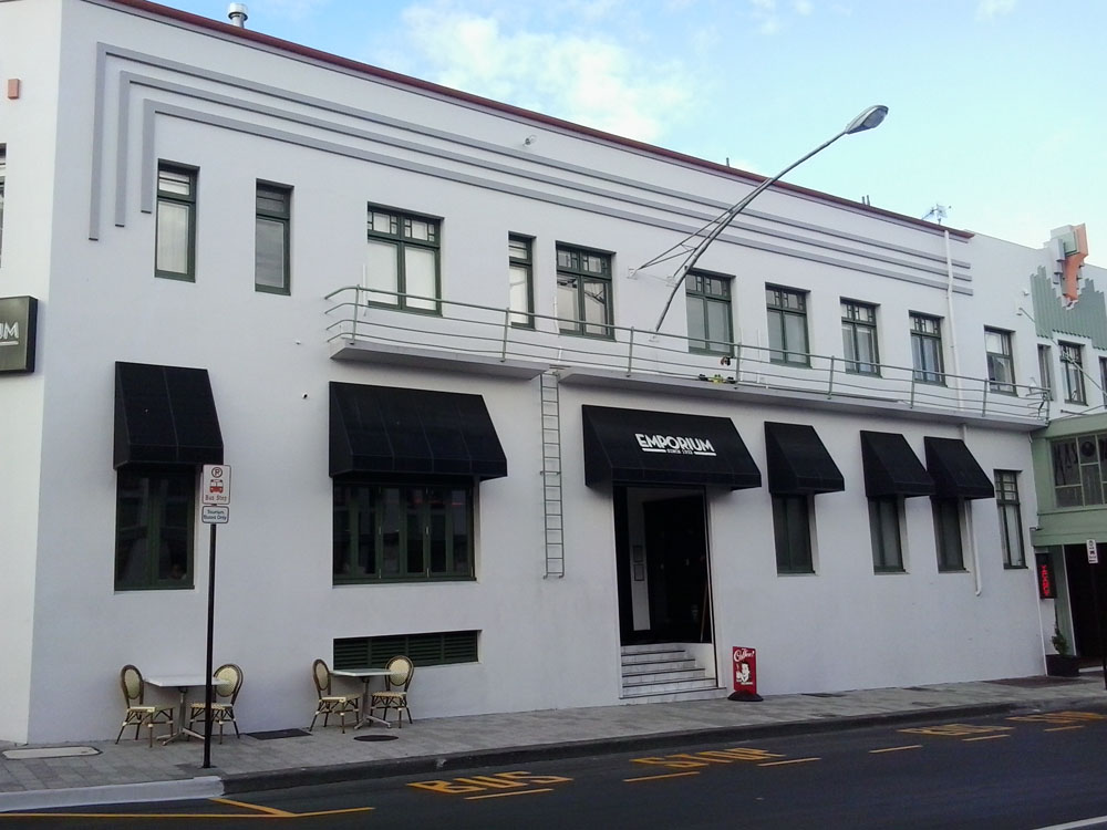 Commercial Awning installation at Emporium Cafe & Bar, Napier by Douglas Innovation Hawkes Bay