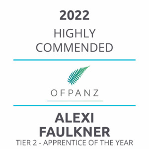 2022 OFPANZ Award - Highly Commended - Apprentice of the Year (Tier 2) - Alexi Faulkner