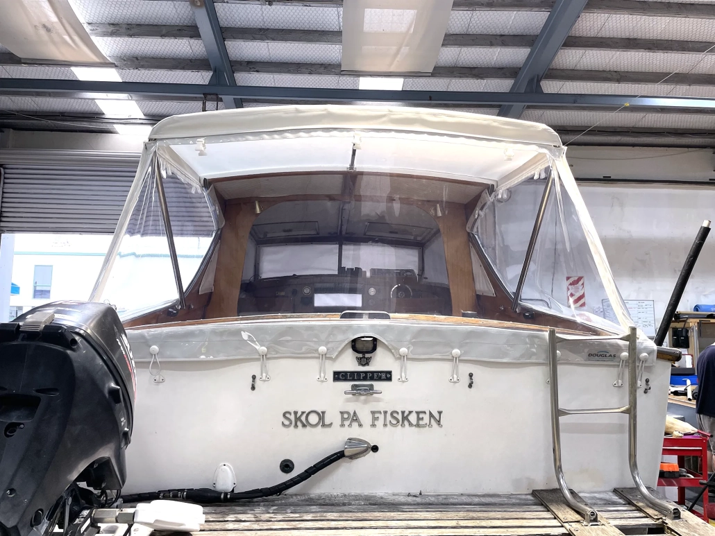 Vintage Clipper Boat Restoration with Back Roof Cover