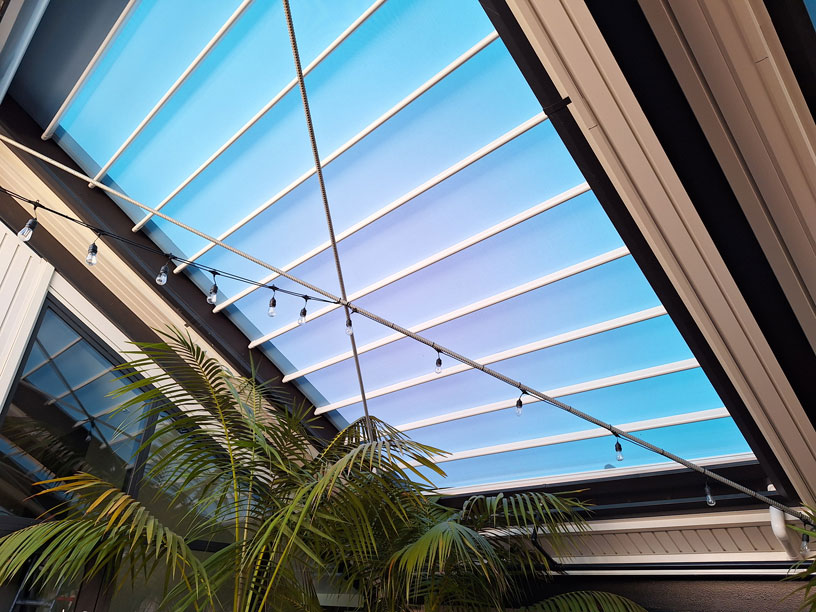 West Quay Apartment Rectractable Roof Structure Closeup