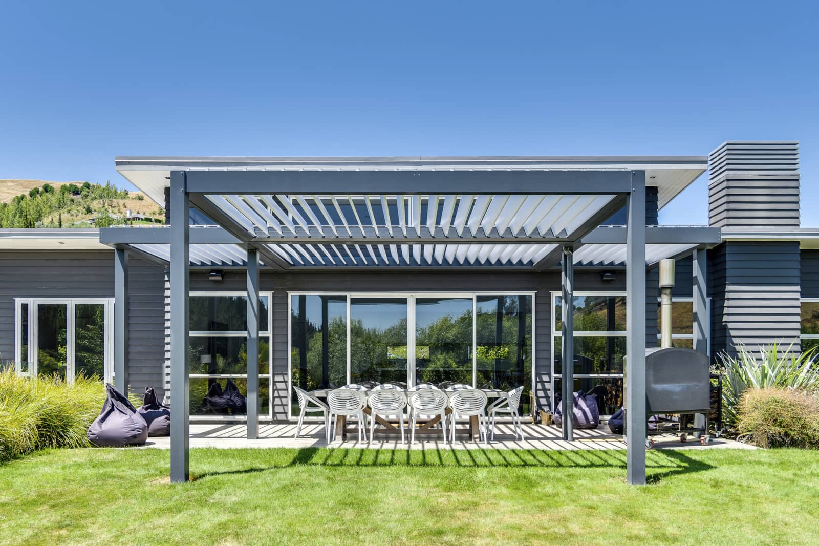 A louvre roof installation at Black Barn cottages Hawkes Bay